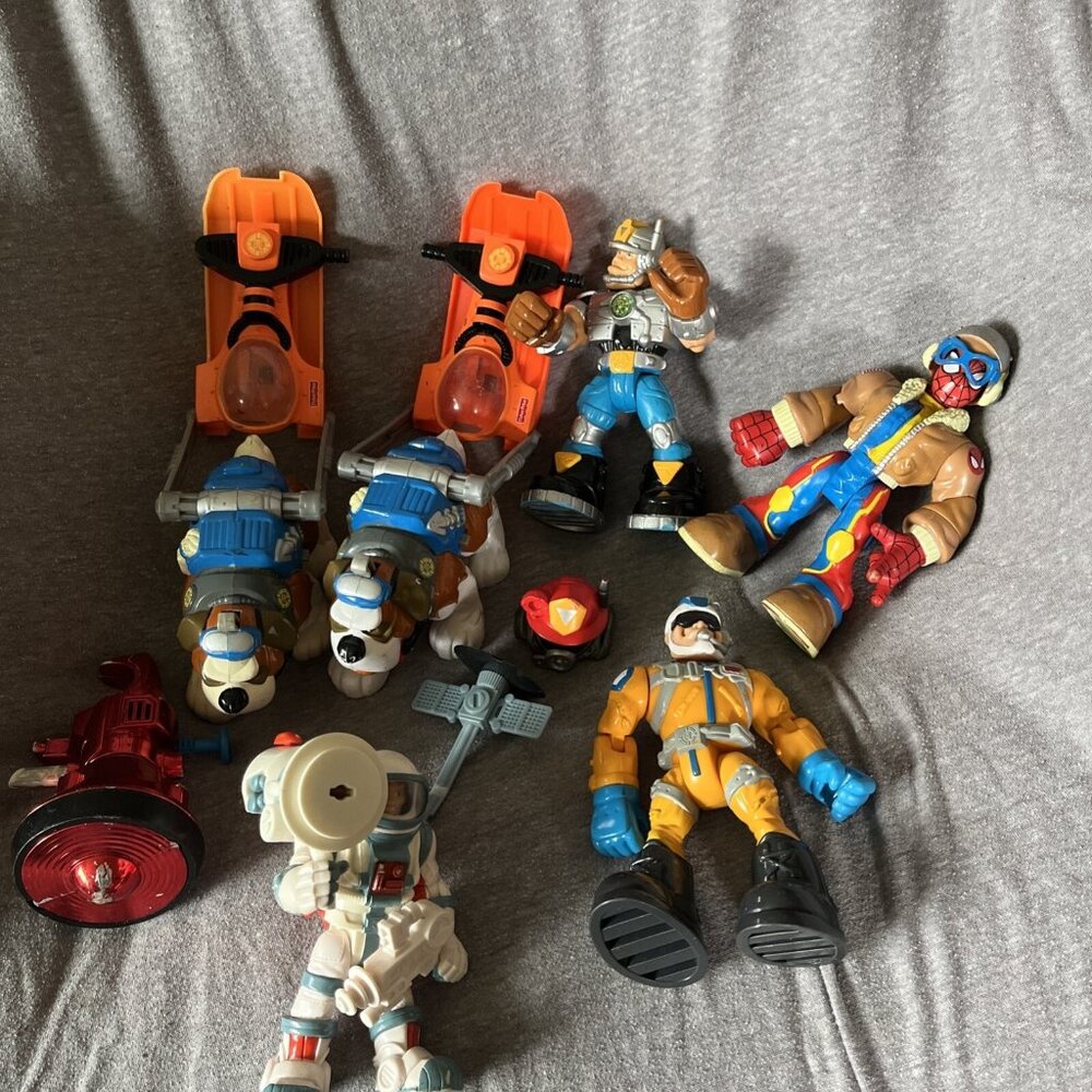 Rescue Heroes Figures Fisher Price Mattel Action Figures Accessories Lot of 6
